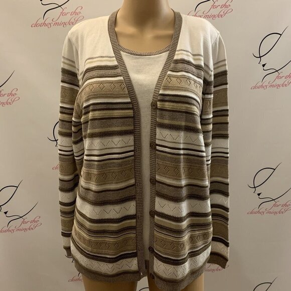 Alfred Dunner. USA. Size Small. Knit Cardigan with Front Attached Tank. B66 - Picture 1 of 4